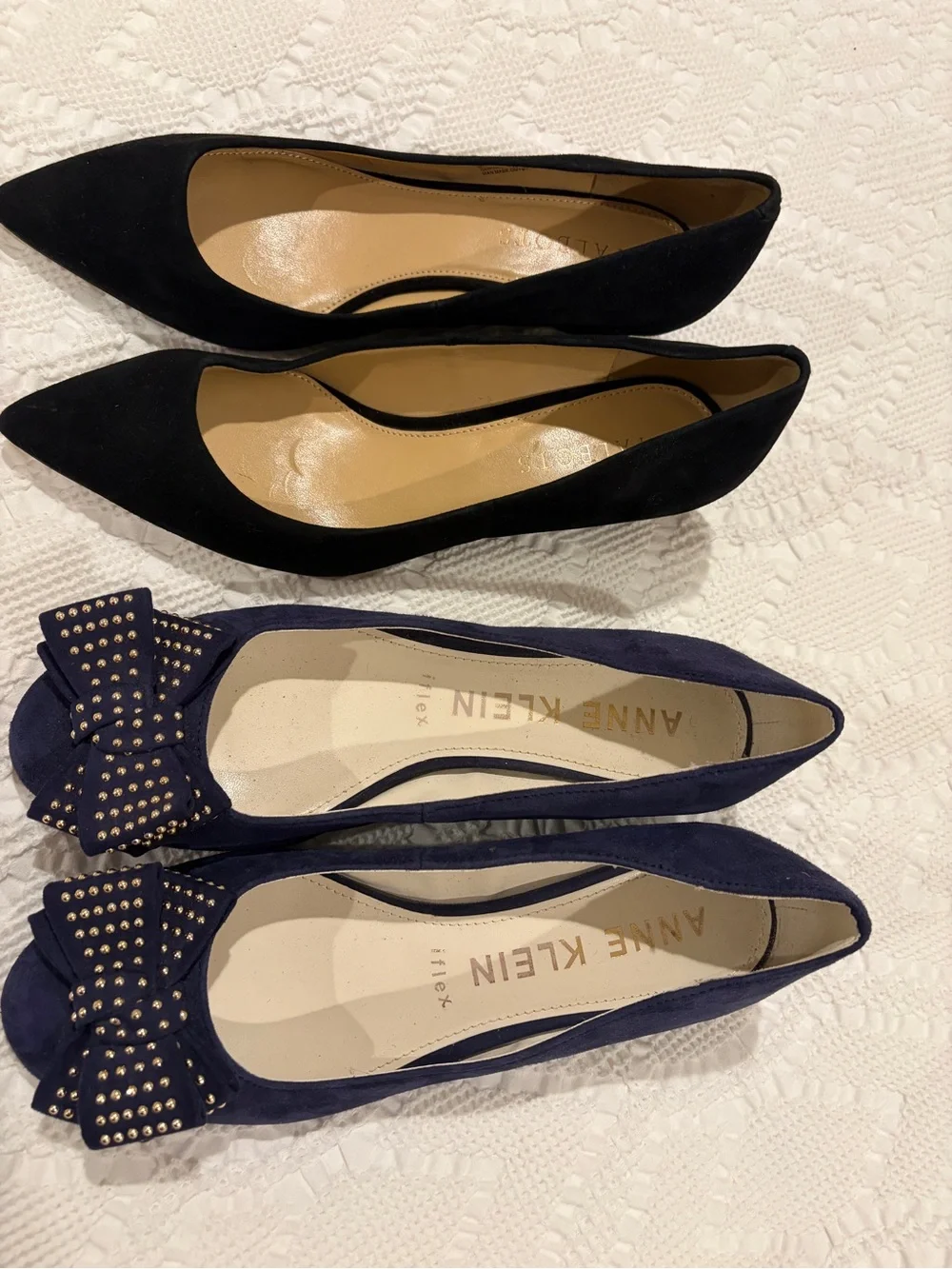 Size 8 Shoe Bundle: Talbots Black Suede Wedges & Anne Klein Suede Bow Heels